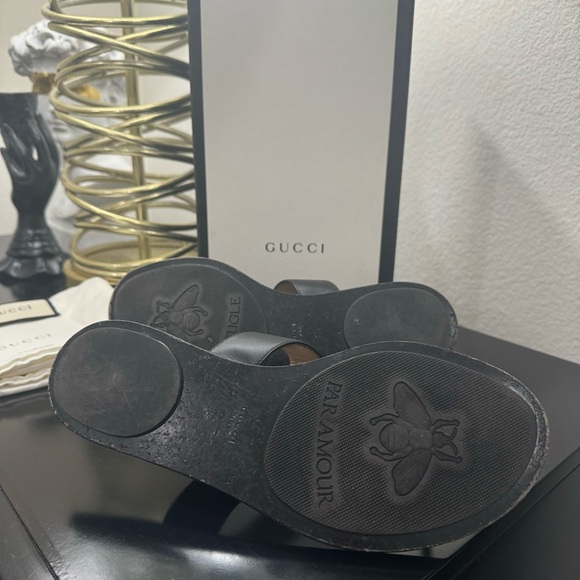 Gucci GG Leather Thong Sandal Black 37 - Picture 9 of 10